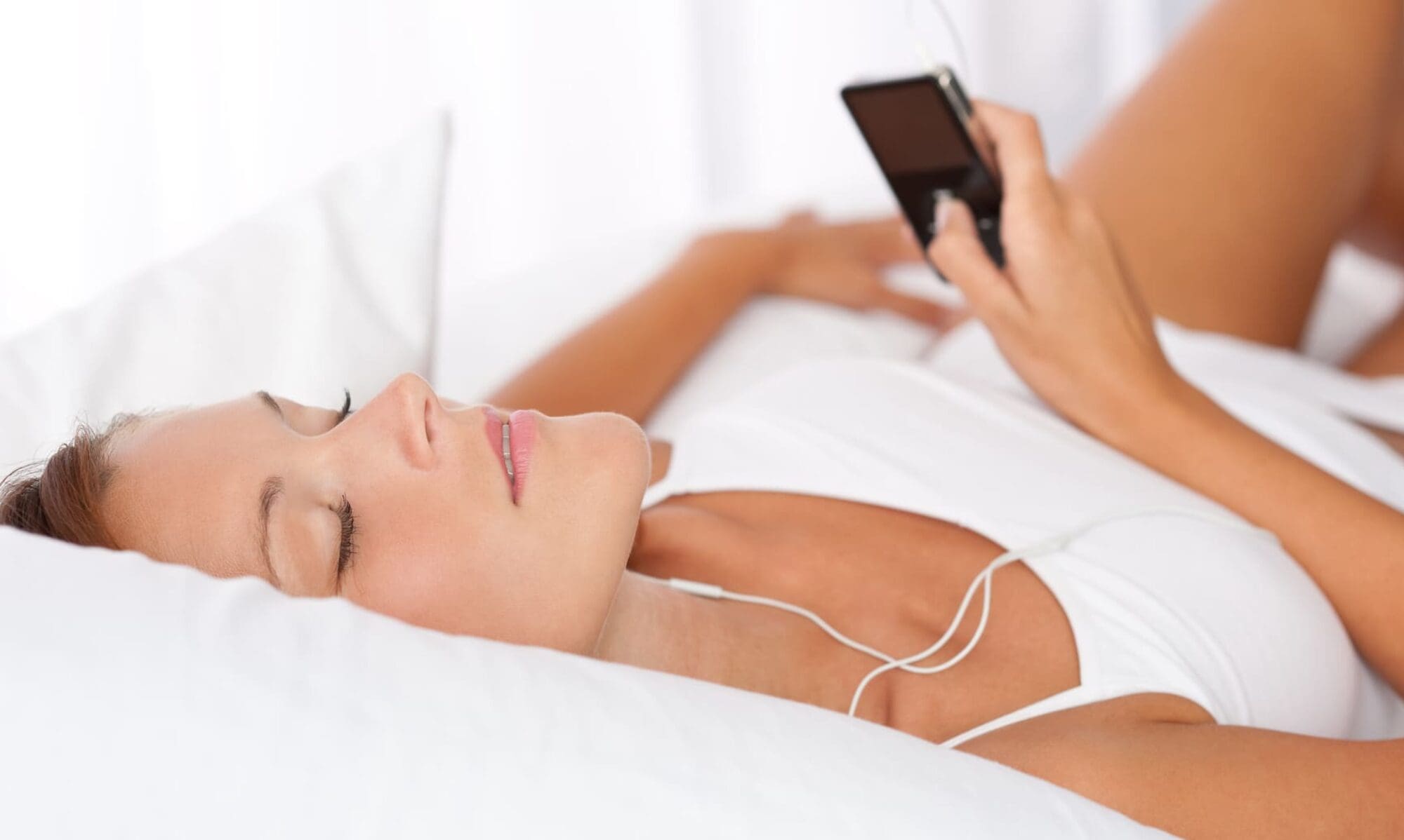 Instant Download Hypnosis woman listens with earbuds